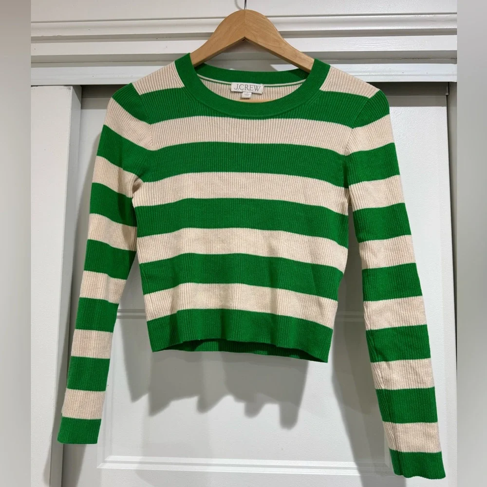 J. Crew Rugby Stripe Cropped Ribbed Sweater